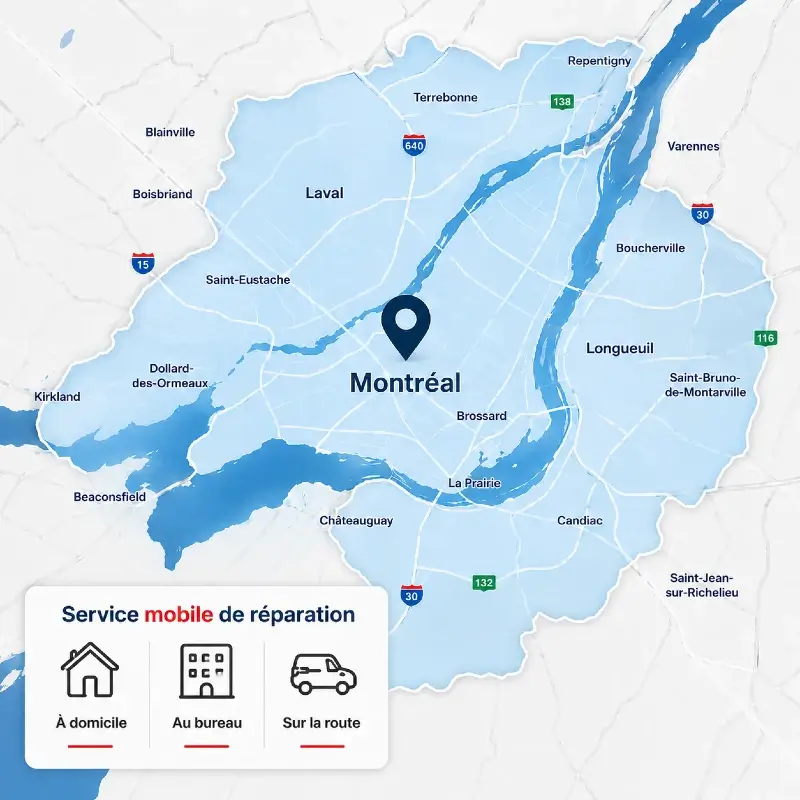 Zone de service mobile dans le Grand Montréal