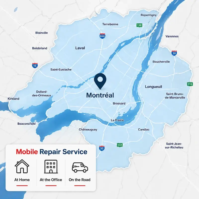Mobile repair service area across Greater Montreal